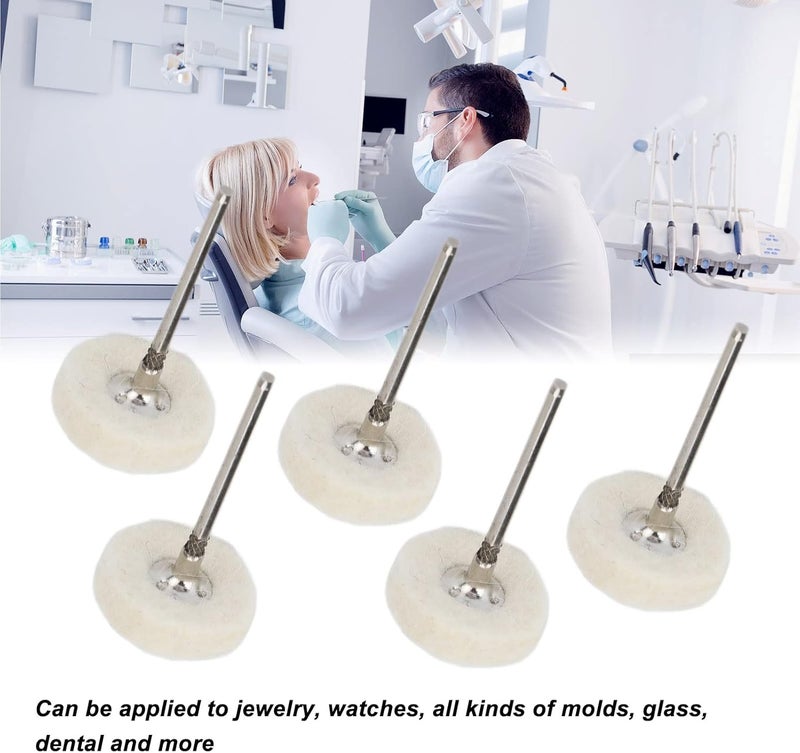 woobles Polishing Wheel, 10pcs Dental Polishing Buffing Head, Felt Wool Head Stainless Steel Mandrel Wheel Grinding Head, Suitable for Pneumatic and Electric Rotary Grinders - Image 3